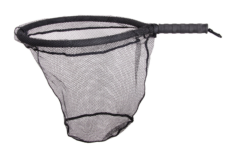 Camaroeiro Flutuante Hart Short Stick-F - aro oval preto em espuma flutuante FOAM, malha hexagonal preta 5mm anti-enrosco, cabo curto 20cm com pega ergonómica cinza e clipe destorcedor