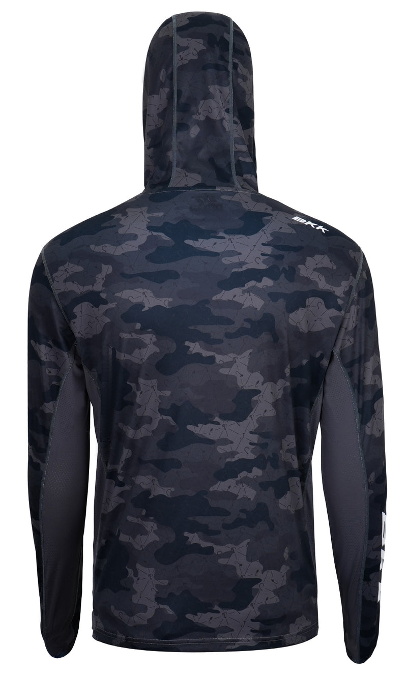 Camisola BKK Hooded Performance Shirt Camo (Tamanho M) – Vista Traseira com Capuz | Barracuda Pesca