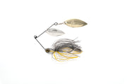 Spinnerbait Hart Titanium SPB 10g - cor GS (amarelo-lima/dourado+prateado) com arame fino preto titânio, 2 colheres Willow prateada+dourada, cabeçote verde/amarelo com olho 3D e saia silicone amarelo-lima