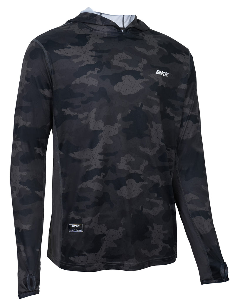 Camisola BKK Hooded Performance Shirt Camo (Tamanho M) – Vista Frontal Camuflado | Barracuda Pesca