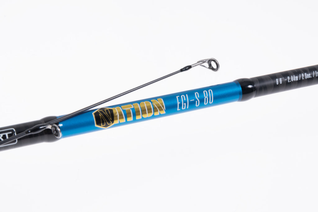 Hart Nation Egi-S 8D detalhe blank azul Nation logo dourado eging

