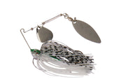 Hart SB Duster Spinnerbait - cor branco com palhetas prateadas Colorado + Willow, saia silicone branco puro e anzól haste longa