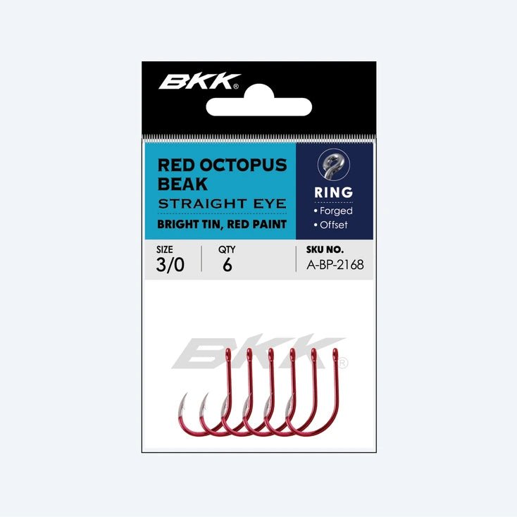 Anzóis BKK Red Octopus Beak Straight Eye (Anzol de Isco / Olhal Reto) - Barracuda Pesca