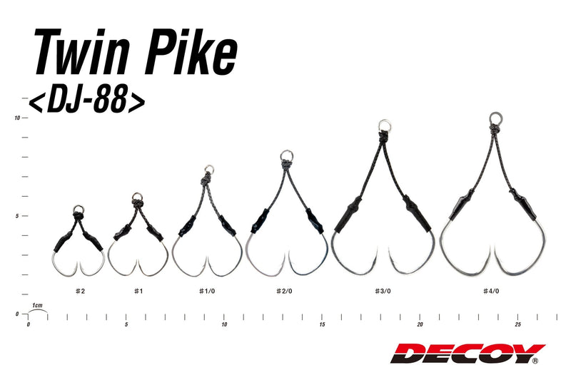 Assist Hooks Decoy Twin Pike DJ-88 (Twin Assist for Light & Shore Jigging) - Barracuda Pesca
