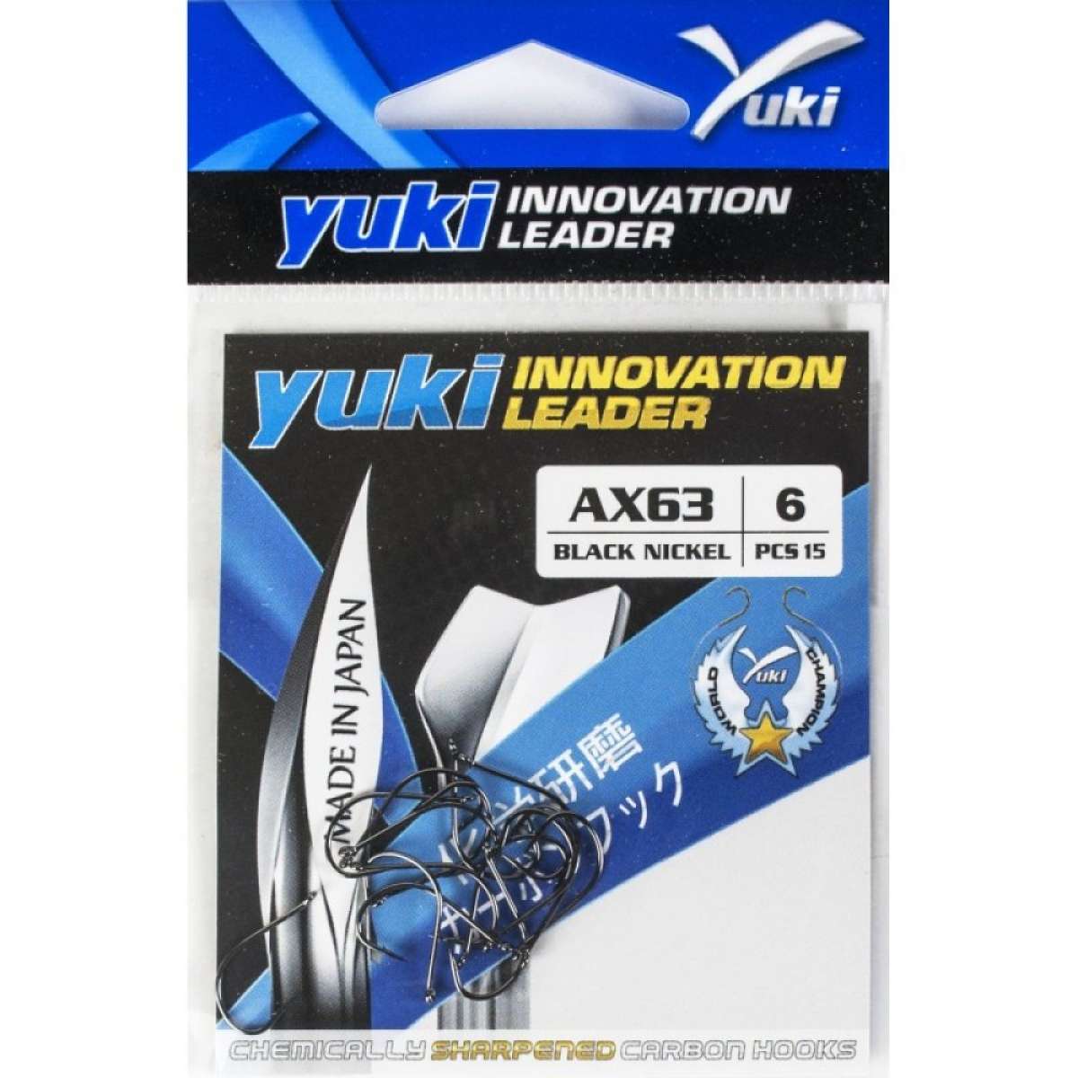 Anzol Yuki AX63 Black Nickel com argola. Leve, fino e muito resistente. Ideal para pesca técnica. Perfeito equilíbrio entre delicadeza e força.