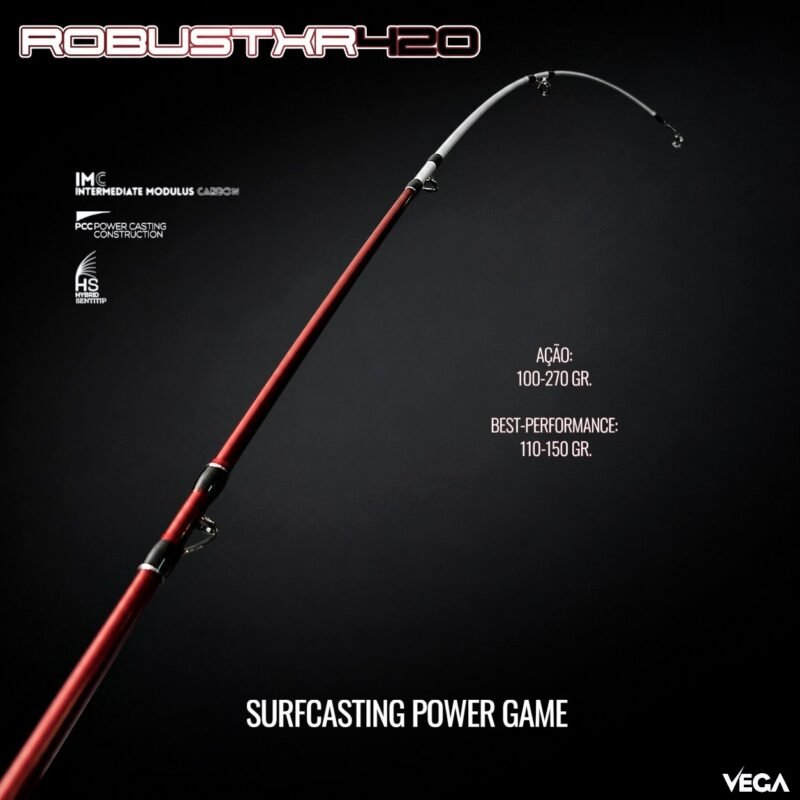 Cana Vega Robust XR 4.20m Híbrida (Ação 100-270g / 3 Secções) - Barracuda Pesca