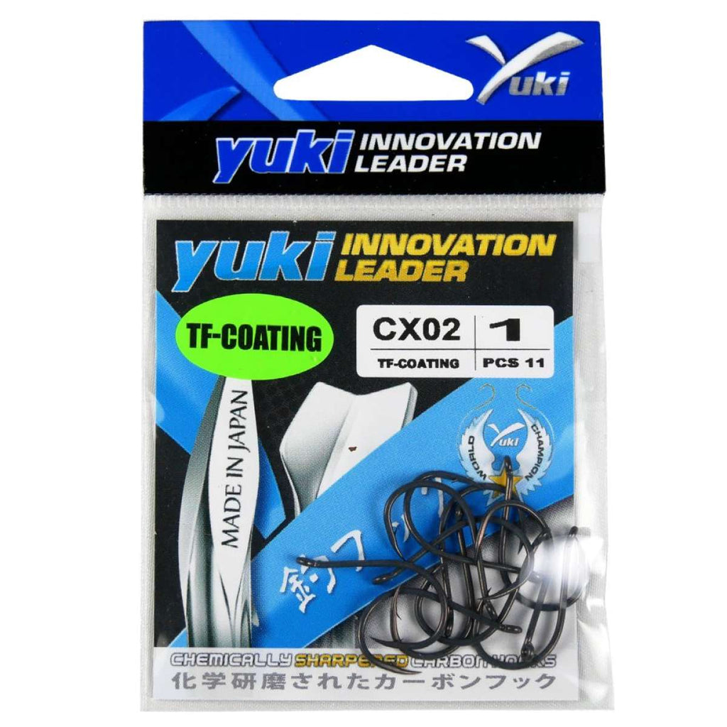 Anzol Yuki CX02 TF-Coating estilo Chinu com revestimento PTFE. Ponta curvada, dobrada e torcida para melhor penetração