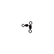 Double Rolling Swivel preto com rotação dupla e três argolas, ideal para montagens de pesca anti-torção
