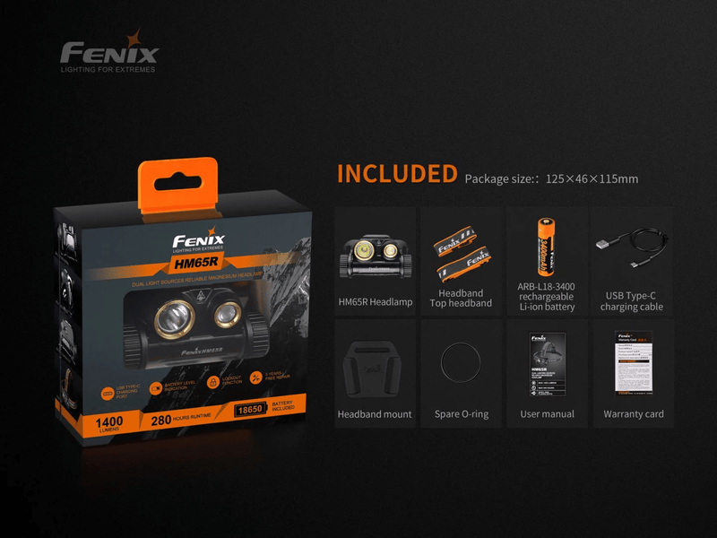 Fenix HM65R - Lanterna de Cabeça Tri-Proof 1400 Lúmens - Barracuda Pesca