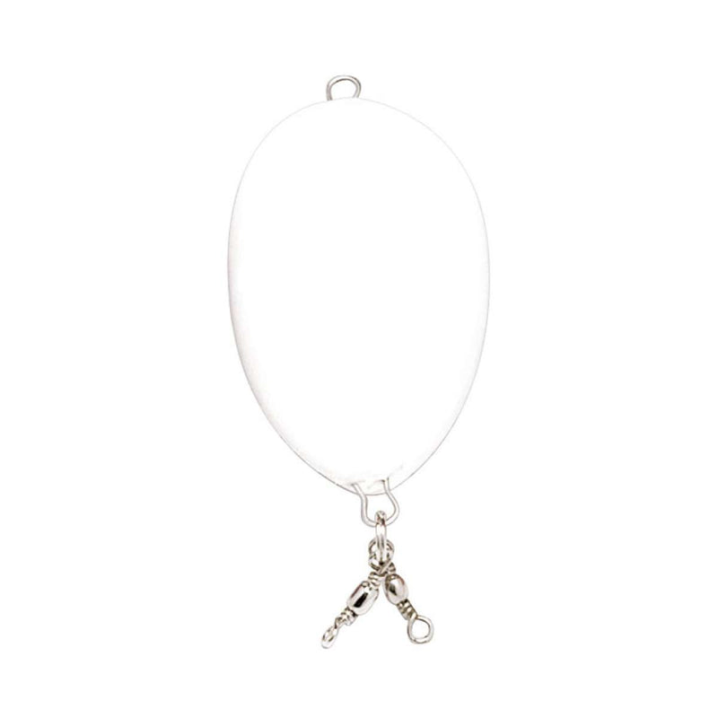 White Fishing Float Ball - bola flutuante branca oval com argola de aço inoxidável e mosquetão