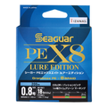 Linha trançada Seaguar PEX8 Lure Edition - 8 fios Grandmax PE 150m com marcação passion pink e lime green, desenvolvida para robalo, eging, shore jigging e bass fishing
