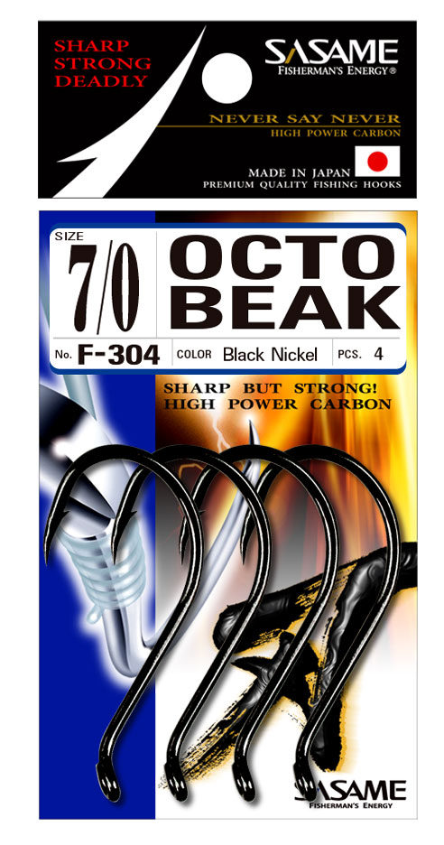 Anzol Sasame Octo Beak F-304 (Black Nickel / Pata Plana / Forjado)