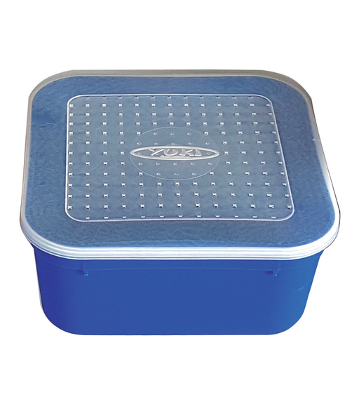 Yuki Bait Box azul com tampa transparente perfurada para ventilação de iscas vivas