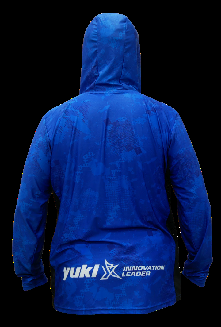 Yuki Exo Sun Set - Vista traseira da t-shirt com logótipo Yuki Innovation Leader e capuz integrado
