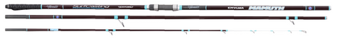 Cana Surfcasting Vercelli Enygma Mamuth 450 - encaixe G-Way com anéis turquesa e porta-carretos DPS detalhe