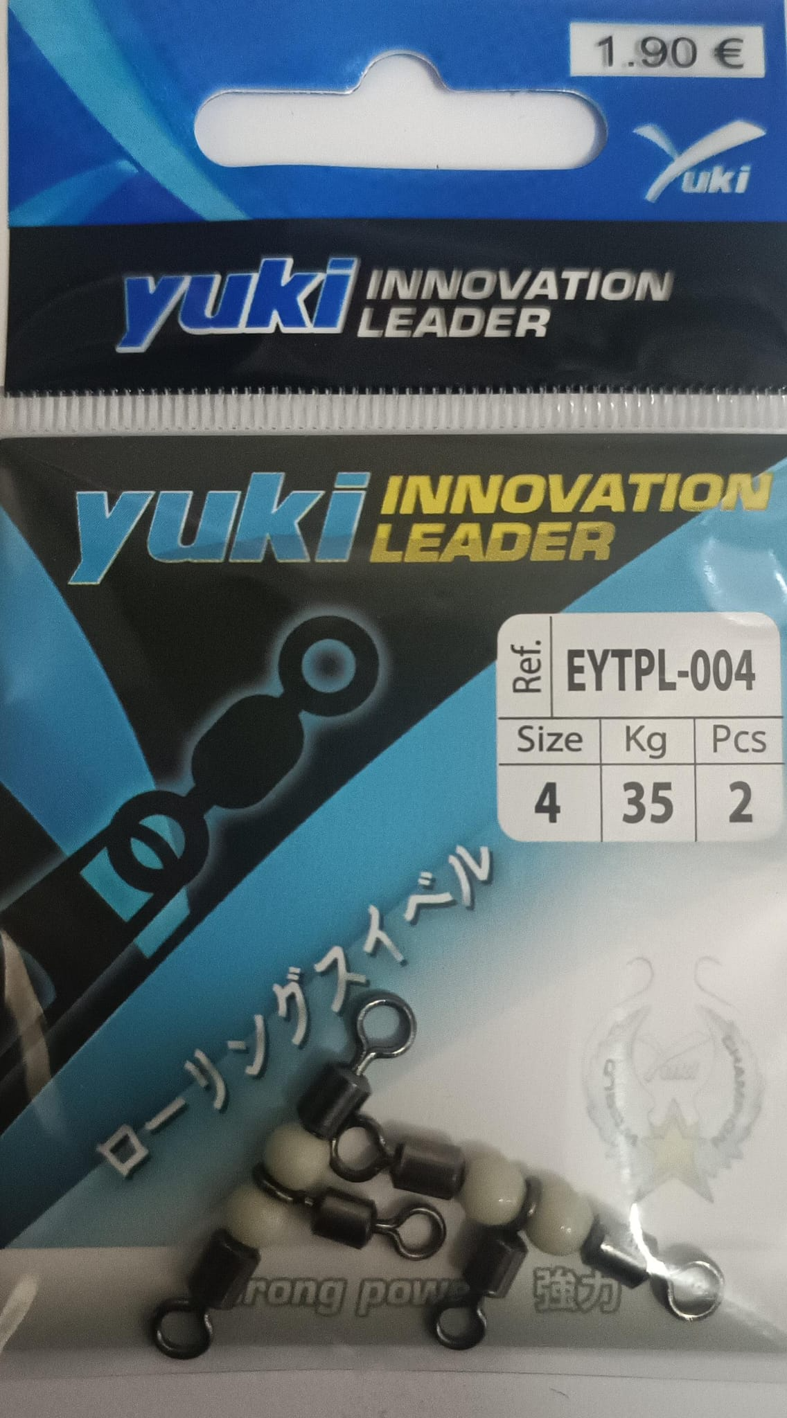 Yuki Triple Swivels EYTPL-004 - Embalagem com 2 unidades de giradores triplos tamanho 4 com capacidade 35kg