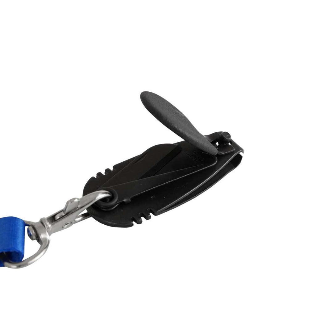 Yuki Lanyard - Detalhe do cortador de linha integrado com lâmina afiada