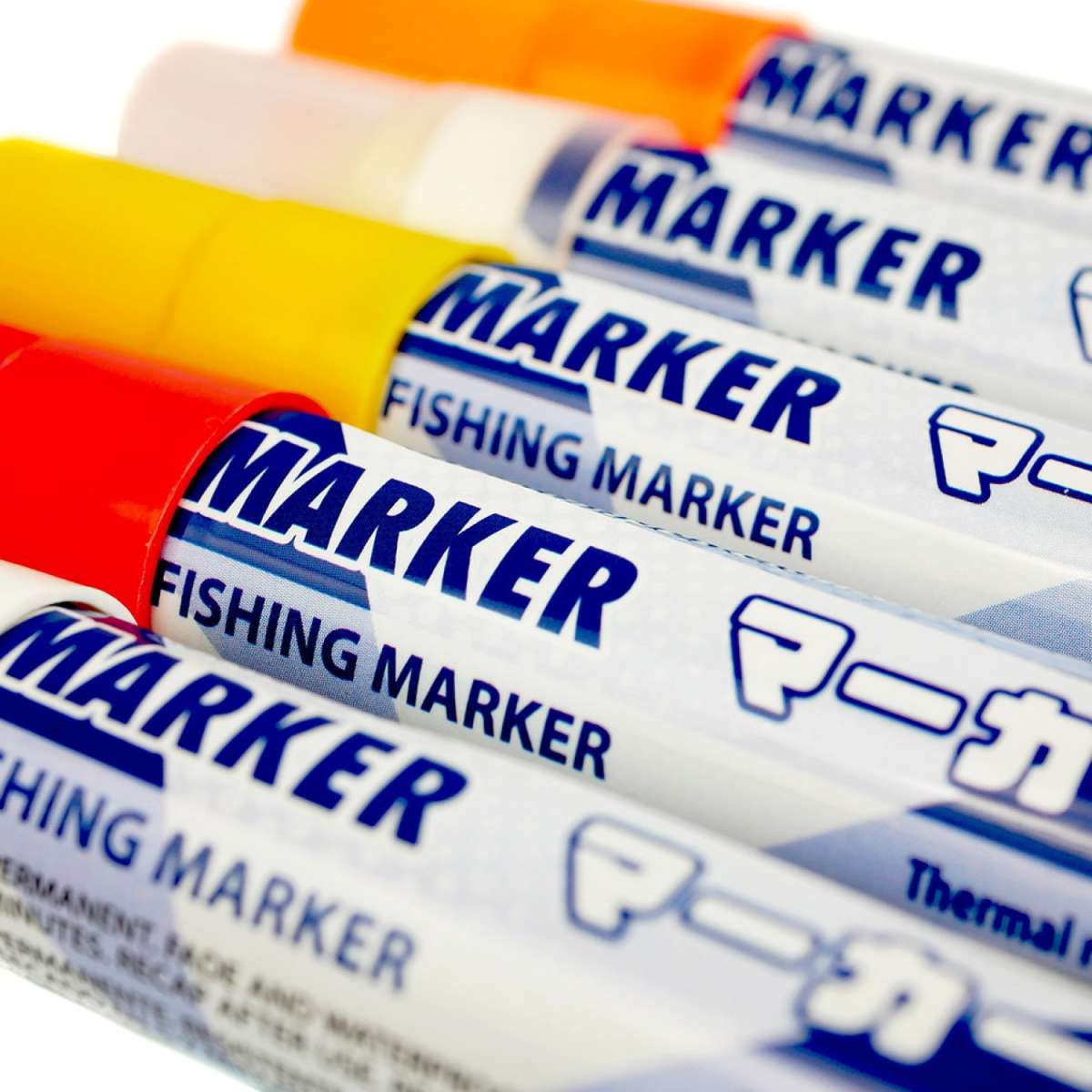 Marcadores P-Line Fishing Marker - Detalhe da tampa e corpo com branding

