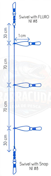 Montagem Ragot Tataki Rig 200 cm – 3 Alfinetes – Embalagem de 2 - Barracuda Pesca