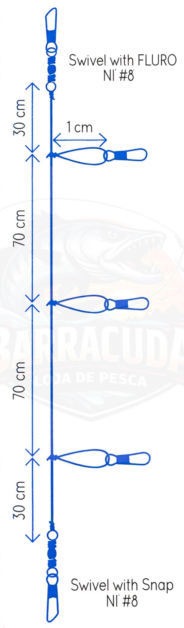 Montagem Ragot Tataki Rig 200 cm – 3 Alfinetes – Embalagem de 2 - Barracuda Pesca