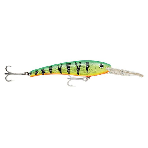 Rapala Deep Thunder Firetiger com dorso verde, barras escuras, ventre alaranjado e pala longa de mergulho