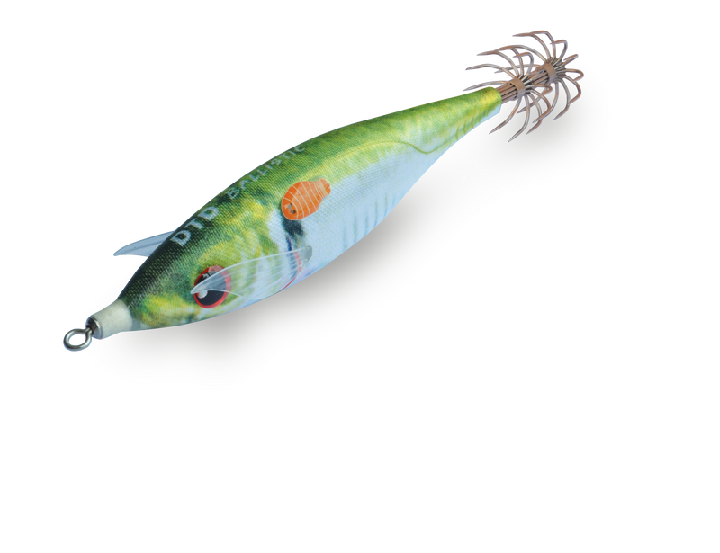 Isca artificial DTD Real Fish Ballistic 3D cor Sugarello Green Carapau Verde para pesca de lulas eging