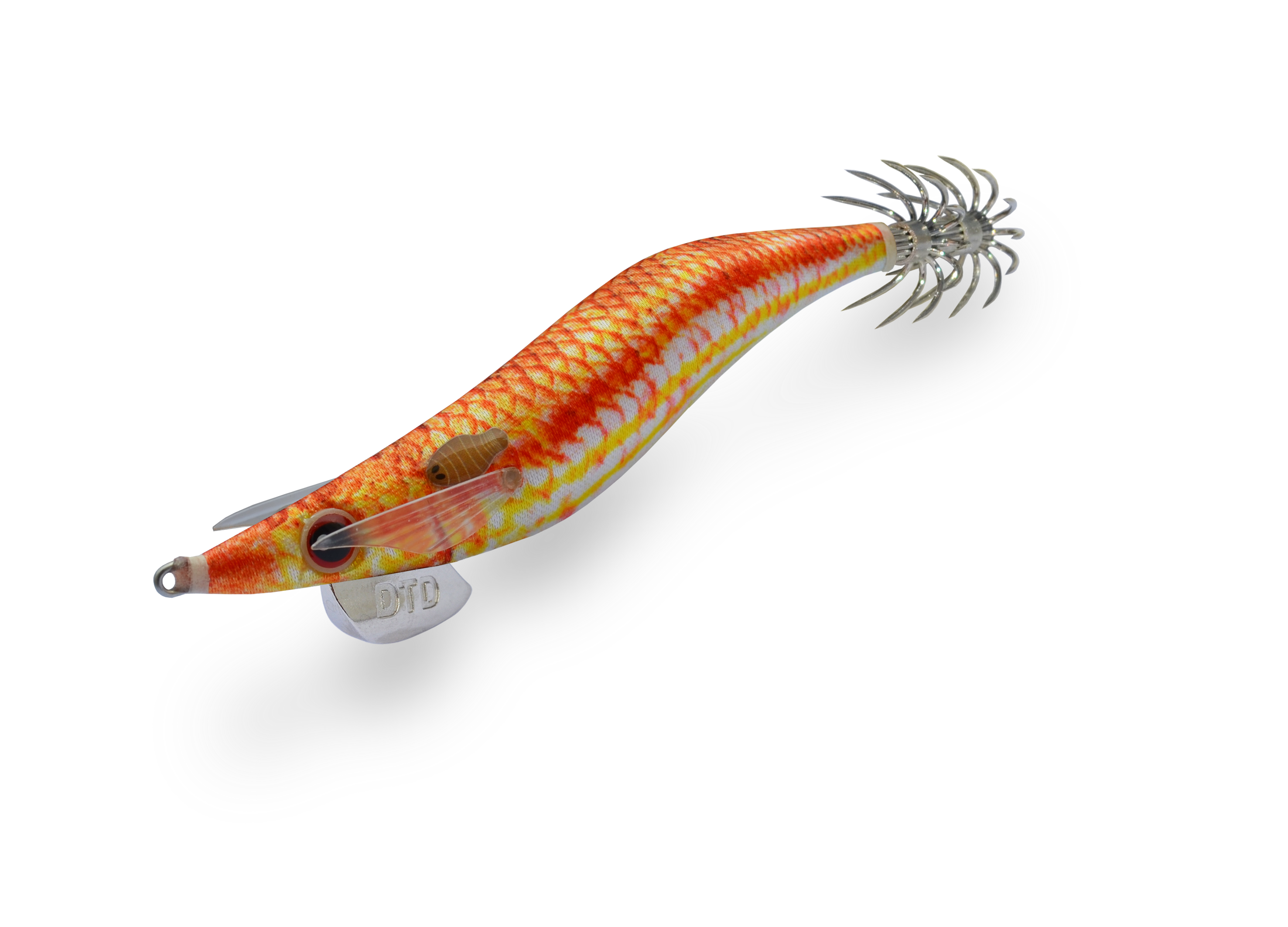 Isca egi DTD Real Fish EGI 2.5 imitação Triglia salmonete vermelho laranja parasita realista EFTTEX 2015