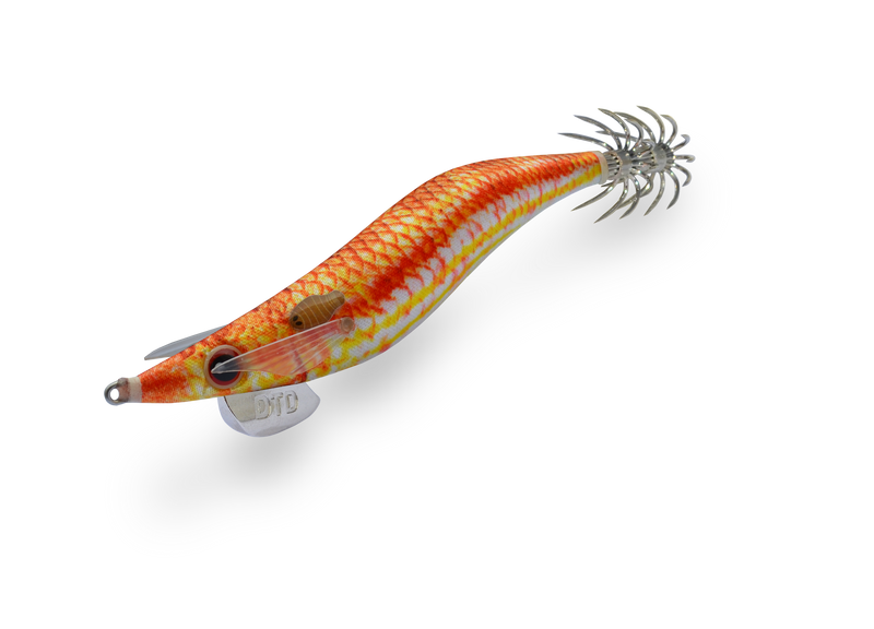 Isca egi DTD Real Fish EGI 2.5 imitação Triglia salmonete vermelho laranja parasita realista EFTTEX 2015