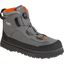 Botas de Wading Spinning Pro - vista lateral cinza/verde musgo com sistema de fecho por rosca BOA preto, malha de nylon no peito do pé e pele sintética reforçada