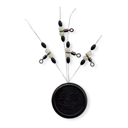 Rolling Swivel with Bead - Destrocedor com missangas pretas e brancas e argolas de ligação para montagens de pesca
