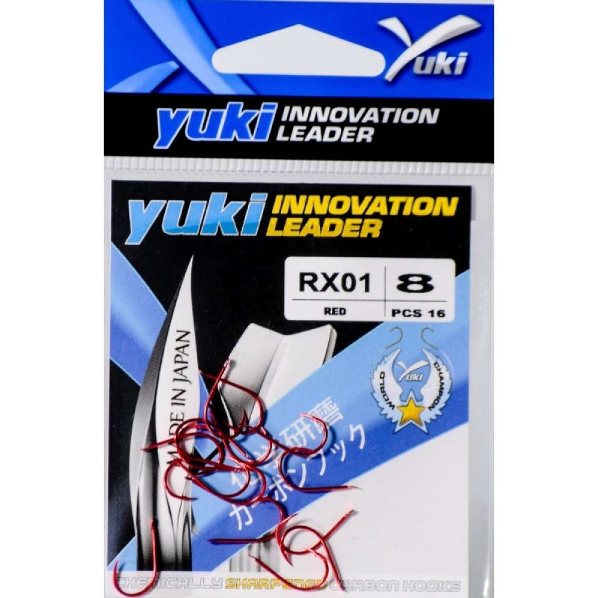  Anzol Yuki RX01 tipo Chinu vermelho em aço de dureza média. Ideal para pesca de grande porte. Apresentação natural do isco. Versatilidade garantida.