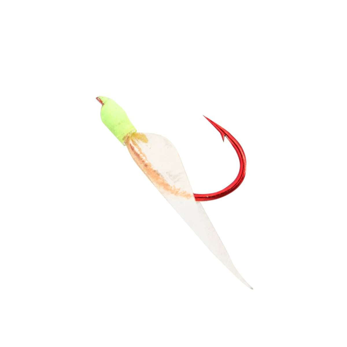 Sabiki Rig com anzol vermelho, chicote transparente e missanga verde luminosa para pesca de cavala e arenque
