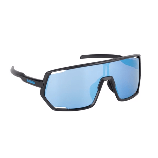 Shimano Eyewear Matte Black & Blue Mirror Wraparound - Barracuda Pesca