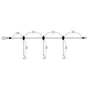 Montagem Yuki Bajo Linea Boat 2 — diagrama estrutura: madre 0.33mm, 3 estralhos 50cm espaçados 55cm
