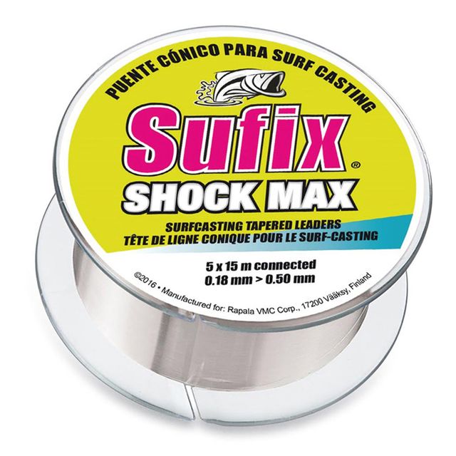 Bobina da gama Sufix Shock Max de chicotes cónicos para surfcasting