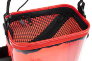 Balde Hart Fishbowl 10L - vista superior aberta mostrando tampa de malha plastificada preta com fecho duplo e interior vermelho