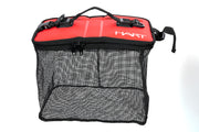Saco Viveiro Hart Fishbowl 30L - vista frontal completa com tampa vermelha, pega de transporte e corpo em rede mesh preta emborrachada