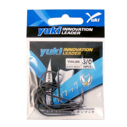  Anzol Yuki VJ05 Black Nickel forjado com acabamento anti-corrosão. Excelente resistência e durabilidade para pesca de grandes espécies.