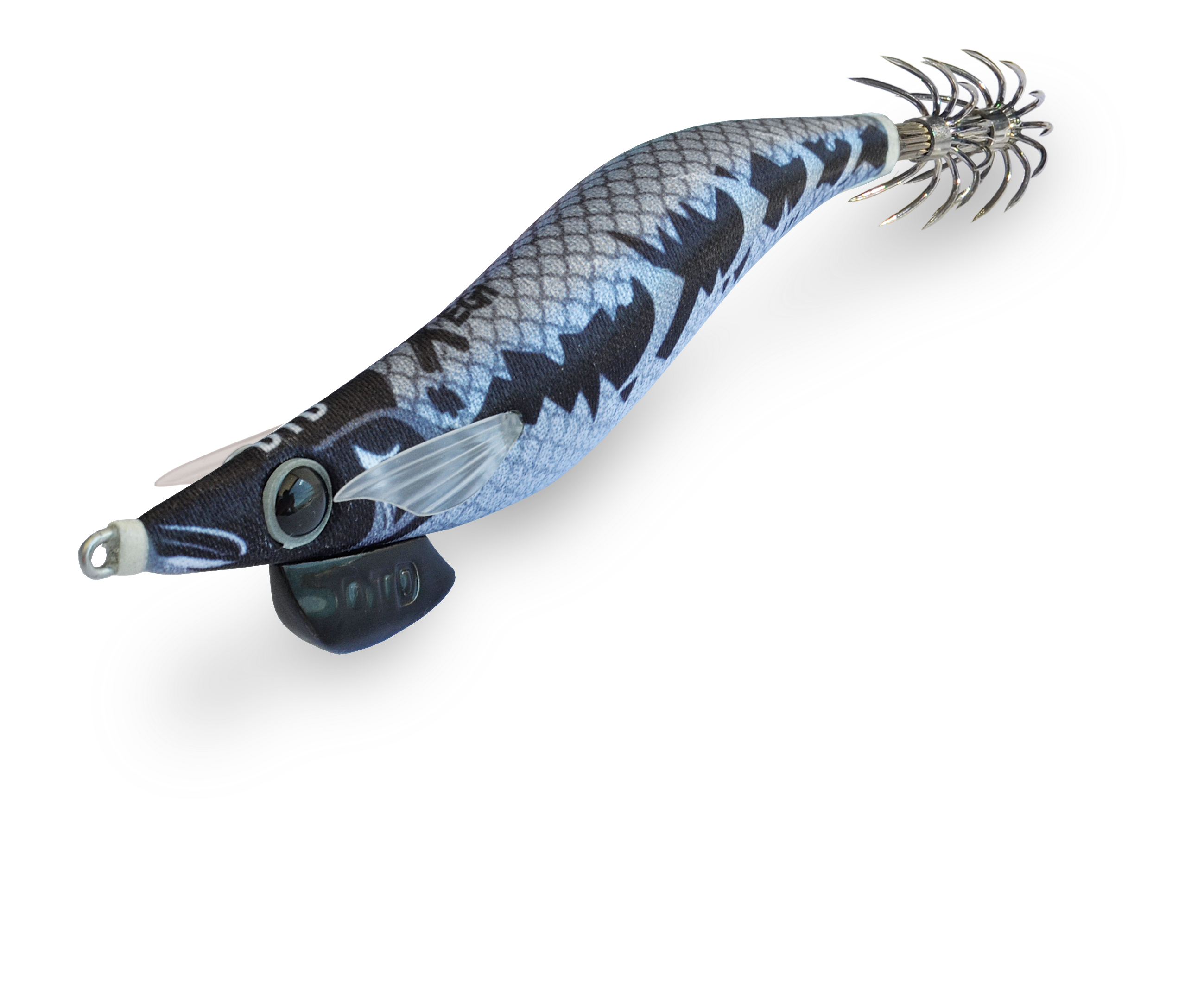 Isca egi DTD X EGI 3.0 cor Black preta padrão lateral branco UV reativo barbatanas silicone