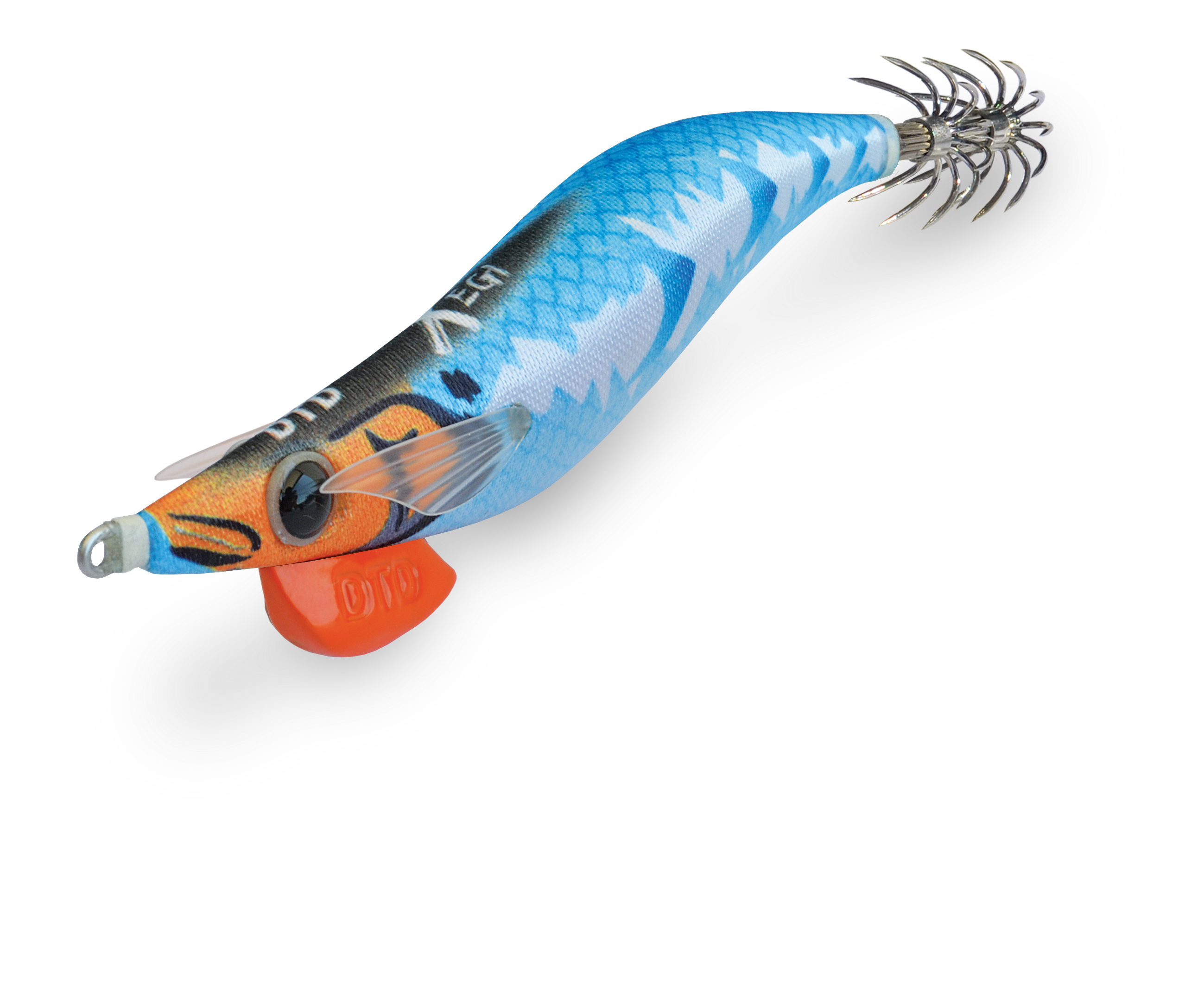 Isca egi DTD X EGI 3.0 cor Blue azul padrão lateral branco UV reativo barbatanas silicone