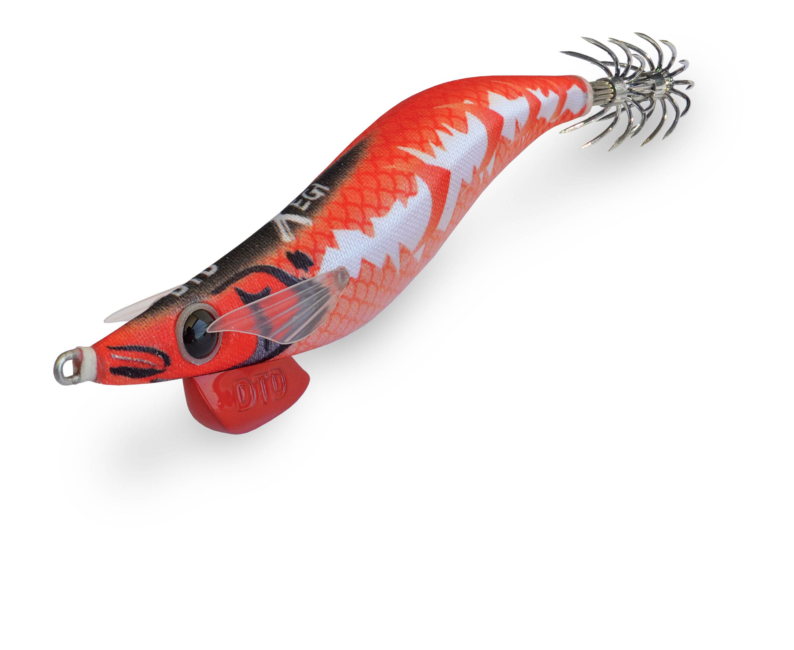 Isca egi DTD X EGI 3.0 cor Red vermelho padrão lateral branco UV reativo barbatanas silicone