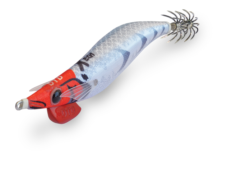 Isca egi DTD X EGI 3.0 cor Red Head cabeça vermelha padrão lateral branco UV reativo barbatanas silicone